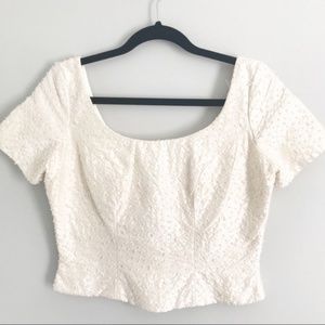 Watters Pearl Silk Bridal Scoop Neck Crop Top